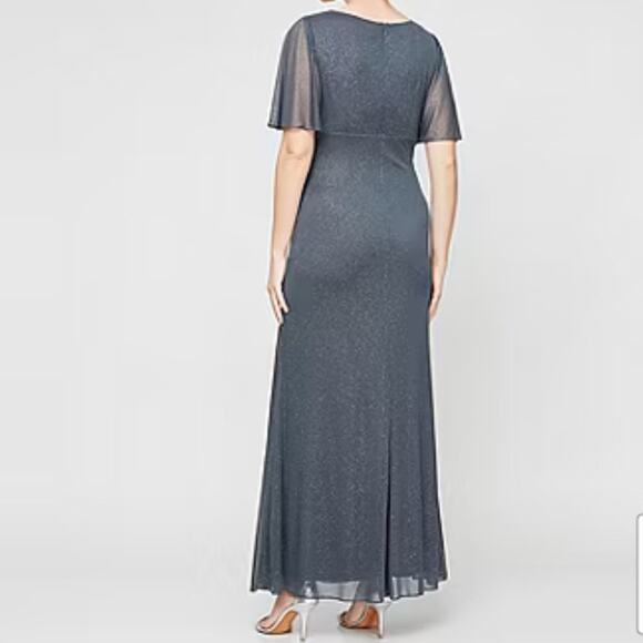 S. L. Fashions Women’s Embellished Short Sleeve Evening Gown Smoke Sz 8 NWT - Picture 4 of 10